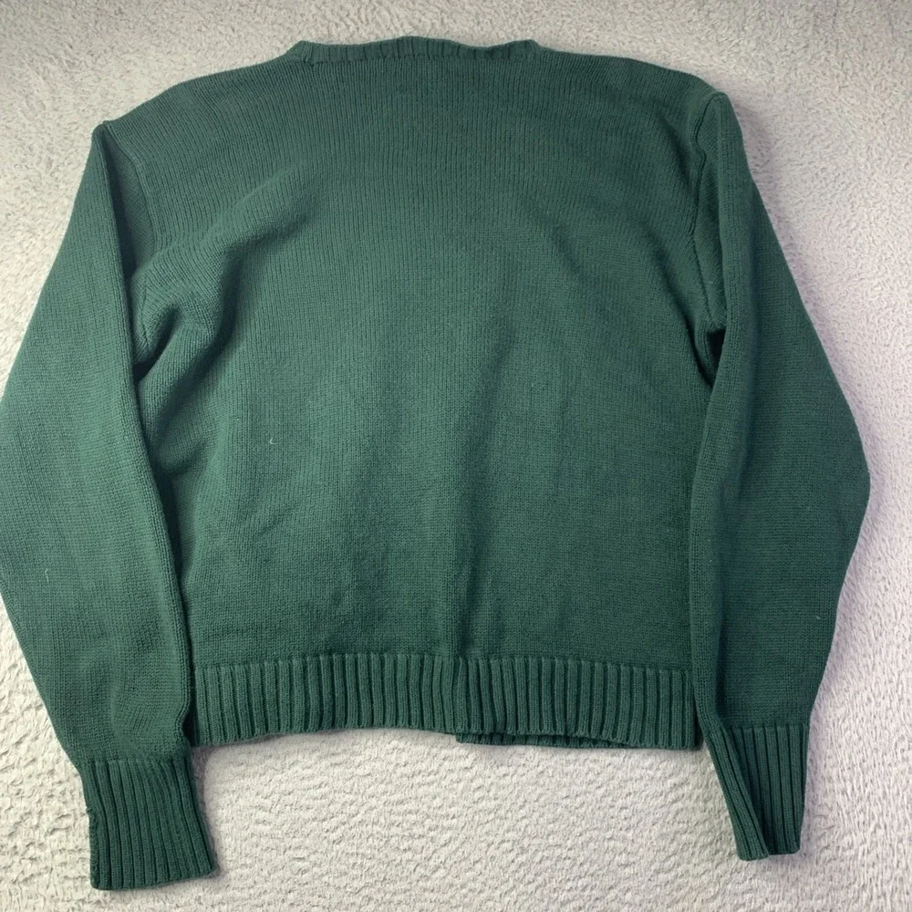 Polo Ralph Lauren Knit Sweater Green Pony Embroidery 90s Large